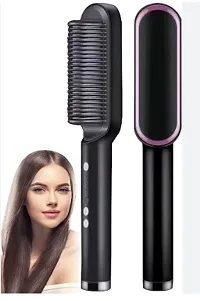 Hair Straightener Comb for Women  Men, Hair Styler, Straightener machine Brush/PTC Heating Electric Straightener with 5 Temperature Control Hair Straightener For Women (Brown) (Straightener)-thumb1