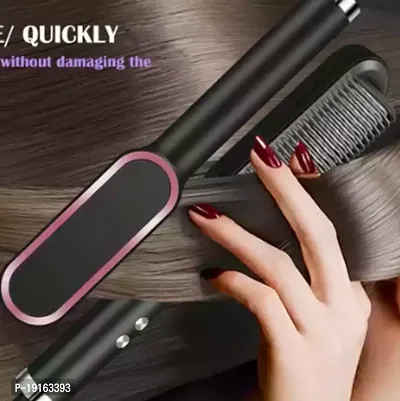 Comb for Women  Men, Hair Styler, Straightener machine Brush/PTC Heating Electric Straightener with 5 Temperature Control Hair Straightener For Women (Brown) (Straightener)-thumb0