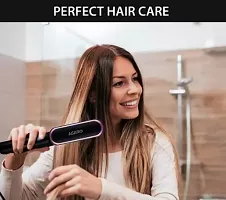 Comb for Women  Men, Hair Styler, Straightener machine Brush/PTC Heating Electric Straightener with 5 Temperature Control Hair Straightener For Women (Brown) (Straightener)-thumb1