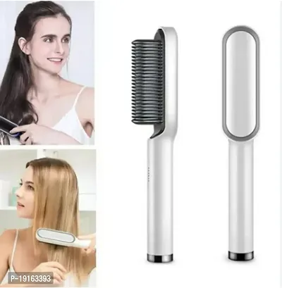 Comb for Women  Men, Hair Styler, Straightener machine Brush/PTC Heating Electric Straightener with 5 Temperature Control Hair Straightener For Women (Brown) (Straightener)-thumb3
