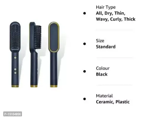 Electric Hair Straightener Comb Brush Women, Girls And Hair Straightening, Fast Smoothing Ceramic plate Comb With 5 Temperature Control (Multi Color-FH-909)-thumb3