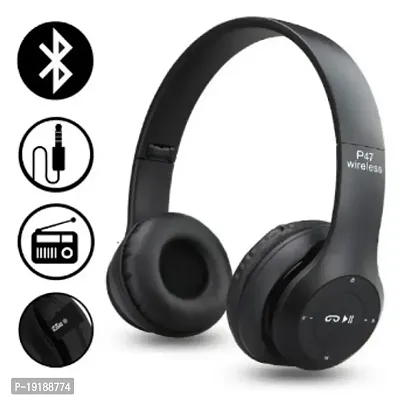 P47 Wireless Over Ear Active Noise Cancellation Thunder Beat Sound Bluetooth Headset  (Black, On the Ear)-thumb3