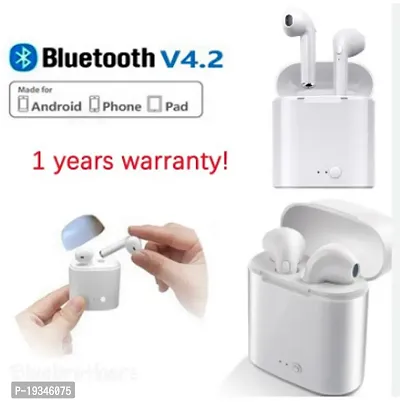 i7s tws wireless bluetooth earphone under 300 Bluetooth Headset Bluetooth Headset  (White, True Wireless)-thumb0