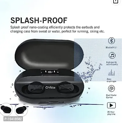 T2 Sport Wireless Earbud Headphon and 1500 mAh Power Bank with Noise Cancelation Multi-Function Integrated Controls Bluetooth Headset (Black, True Wireless) Airpod-thumb3