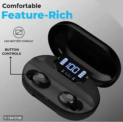 Earbuds T2 Upto 40 Hours Playback Bluetooth Headset  (Black, True Wireless)-thumb0
