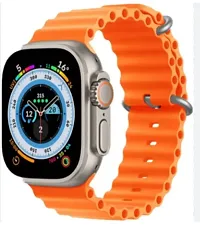 8 Smart Watch Full HD Display Multiple sport and Fitness more wireless charger Smartwatch  (Orange Strap, Free)-thumb1