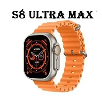 8 Smart Watch Full HD Display Multiple sport and Fitness more wireless charger Smartwatch  (Orange Strap, Free)-thumb1