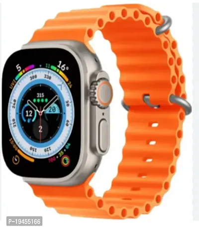 8 Smart Watch Full HD Display Multiple sport and Fitness more wireless charger Smartwatch  (Orange Strap, Free)-thumb3