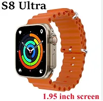 8 Smart Watch Full HD Display Multiple sport and Fitness more wireless charger Smartwatch  (Orange Strap, Free)-thumb1