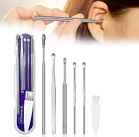 6 Pcs Ear Pick Earwax Removal Kit,Ear Cleansing Tool Set, Ear Curette Ear Wax Remover Tool with Cleaning Brush and Storage Box, Sliver-thumb2