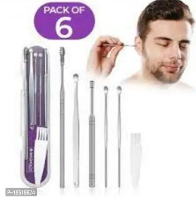 6 PCS Ear Pick Earwax Removal Kit, Ear Care Set,Ear Wax Removal Tool Premium Stainless Steel Ear Curette with Storage Box and a Cleaning Brush Included Easy to Use-thumb3