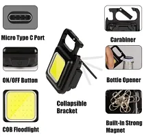 Keychain Flashlights，1000Lumens Rechargeable Small Keychain Lights,4 Light Modes Portable Pocket Light with Folding Bracket Bottle Opener and Magnet Base for Walking and Camping-thumb1