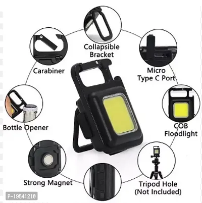 Keychain Flashlights，1000Lumens Rechargeable Small Keychain Lights,4 Light Modes Portable Pocket Light with Folding Bracket Bottle Opener and Magnet Base for Walking and Camping-thumb0