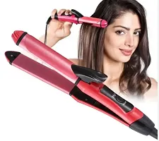 Hair Curler  Straightener 2 in 1 Beauty Set NHc-2009 Pink for women, with Ceramic Plated Mounted Quick Heat up Domestic Hair Straight  Curly Mini Beauty Tools for Girls-thumb2