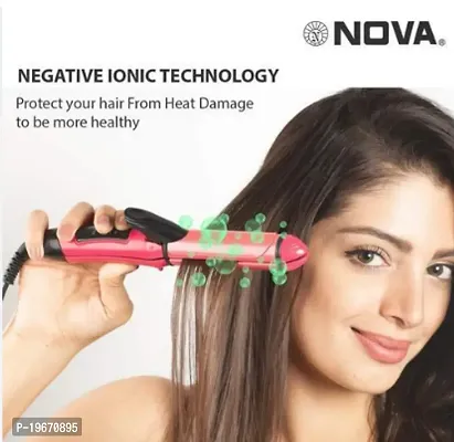 2 in 1 Hair Straightener and Curler(2 in 1 Combo) hair straightening machine, Beauty Set of Professional Hair Straightener Hair Straightener and Hair Curler with Ceramic Plate For Women, Pink-thumb0