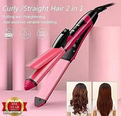 2 in 1 Hair Straightener and Curler(2 in 1 Combo) hair straightening machine, Beauty Set of Professional Hair Straightener Hair Straightener and Hair Curler with Ceramic Plate For Women, Pink