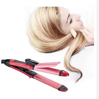 2 in 1 Hair Straightener and Curler(2 in 1 Combo) hair straightening machine, Beauty Set of Professional Hair Straightener Hair Straightener and Hair Curler with Ceramic Plate For Women, Pink-thumb1
