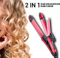 2 in 1 Hair Straightener and Curler(2 in 1 Combo) hair straightening machine, Beauty Set of Professional Hair Straightener Hair Straightener and Hair Curler with Ceramic Plate For Women, Pink-thumb2