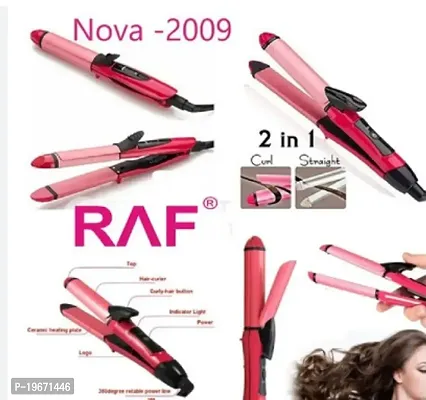 NHC-2009 2 in 1 Hair Straightener and Curler Professional use Women  Men with Ceramic Coated Plate 2 in 1 Hair Straightener (Pink)