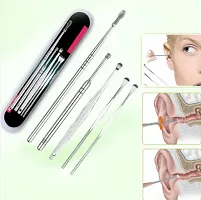 6 Pcs Ear Wax Cleaner, Ear Pick Earwax Removal Kit, Ear Cleansing Tool Set, Ear Curette Ear Wax Remover Tool with a Storage Box (Silver, 6pcs)-thumb2