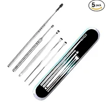 6 Pcs Ear Wax Cleaner, Ear Pick Earwax Removal Kit, Ear Cleansing Tool Set, Ear Curette Ear Wax Remover Tool with a Storage Box (Silver, 6pcs)-thumb1