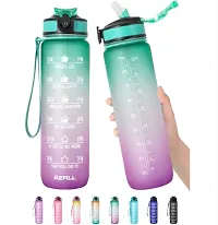 Water Bottle with Time Marker and Straw 32oz - BPA Free Tritan Leak-proof Gym Bottle with Safety Lock for Fitness, Outdoor Sports, Home, Office-thumb1
