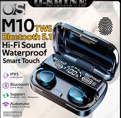 M10 TWS Bluetooth Earbuds Wireless Bluetooth 5.1 Stereo IPX7 Waterproof Bluetooth Headset  (Black, True Wireless)-thumb0
