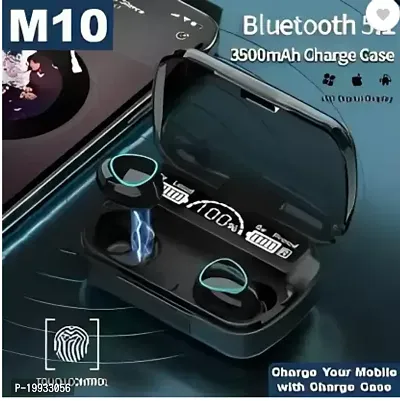 M10 TWS Bluetooth Earbuds Wireless Bluetooth 5.1 Stereo IPX7 Waterproof Bluetooth Headset (Black, True Wireless)-thumb0