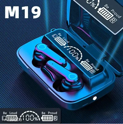 M19 TWS Bluetooth 5.0 Wireless In Ear Earbuds Touch Waterproof LED Digital Display Bluetooth Headset (Black, True Wireless)-thumb3