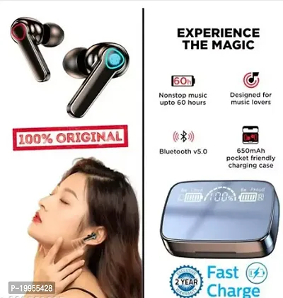 M19 Earbuds/TWS/buds 5.1 Earbuds with 280H Playtime, Headphones with Power Bank Bluetooth Headset  (Black, True Wireless)