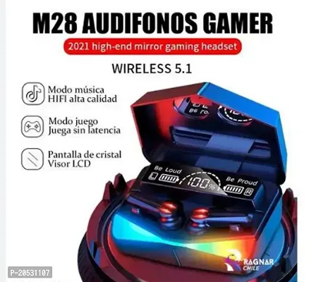 M28 Wireless Bluetooth Earbuds with Touch Control and Dual LED Charging Display, 180H Playtime Headphones with Noise Cancellation Low Latency Gaming TWS