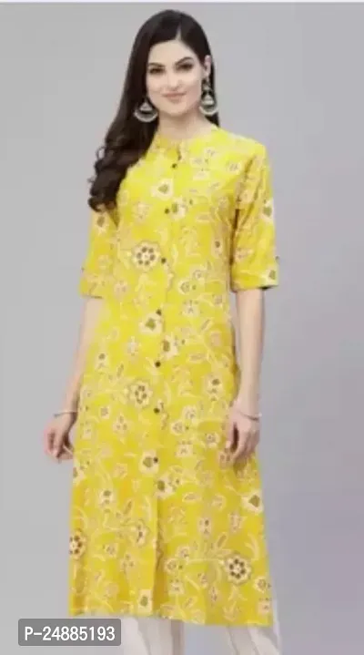 Stylish Cotton Blend Multicoloured Stitched Kurta For Women