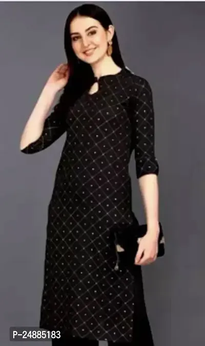 Stylish Cotton Blend Black Stitched Kurta For Women-thumb0