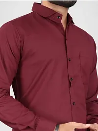 Reliable Maroon Viscose Solid Long Sleeves Casual Shirt For Men-thumb3