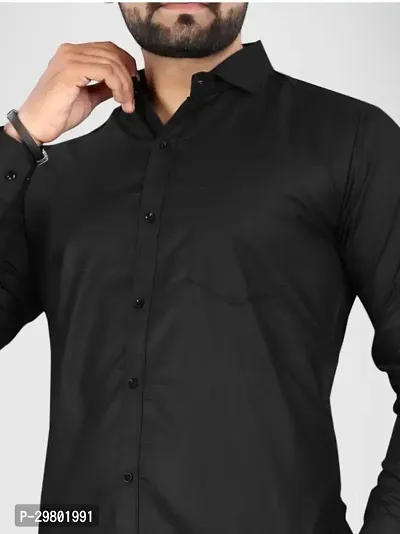 Reliable Black Viscose Solid Long Sleeves Casual Shirt For Men