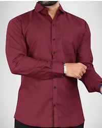 Reliable Maroon Viscose Solid Long Sleeves Casual Shirt For Men-thumb2