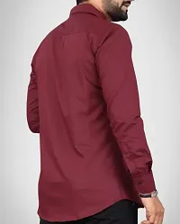 Reliable Maroon Viscose Solid Long Sleeves Casual Shirt For Men-thumb1