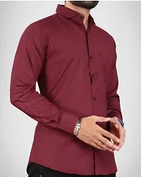 Reliable Maroon Viscose Solid Long Sleeves Casual Shirt For Men-thumb4