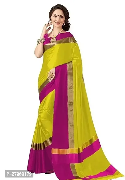 Beautiful cotton silk Saree with Blouse piece For Women-thumb0