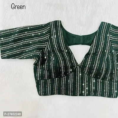 Reliable Green Phantom Silk Embellished Stitched Blouse For Women-thumb0