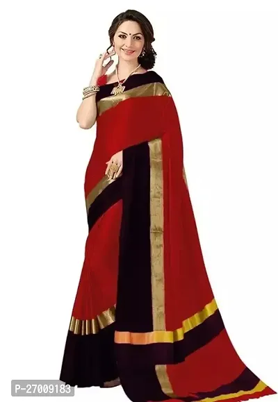 Beautiful cotton silk Saree with Blouse piece For Women-thumb0
