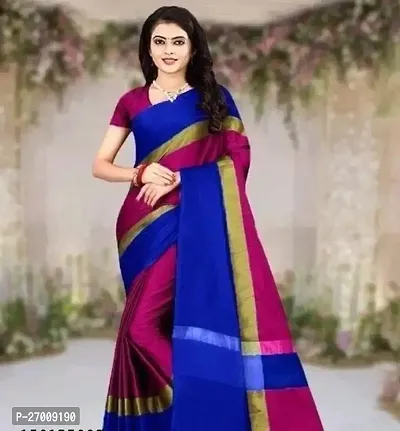 Beautiful cotton silk Saree with Blouse piece For Women-thumb0