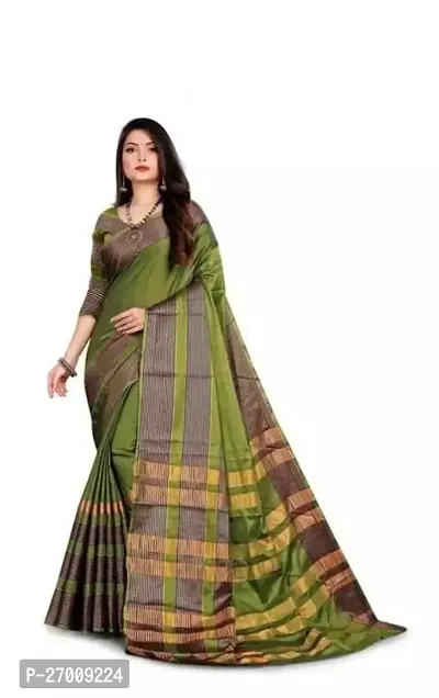 Beautiful cotton silk Saree with Blouse piece For Women-thumb0