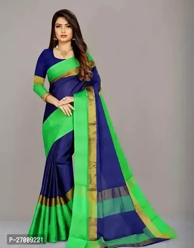 Beautiful cotton silk Saree with Blouse piece For Women-thumb0