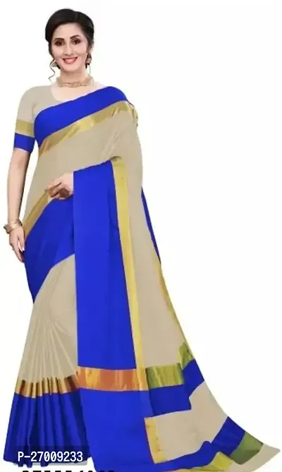 Beautiful cotton silk Saree with Blouse piece For Women-thumb0