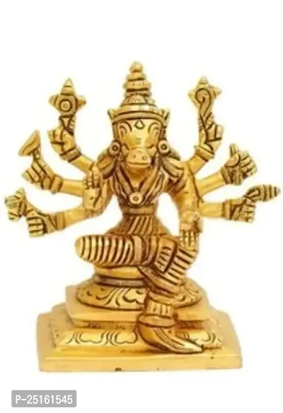 Varahi Amman 8 Handed Brass Statue | Lord Vishnu's Varaga Avatar Idol Statue | Varaga Devi Brass Idol | Varagi Silai (Small Size : 5x6 cm)-thumb0