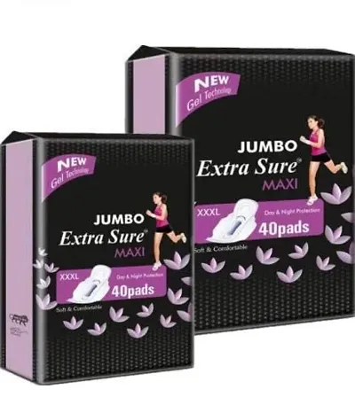 Sanitary Napkin Pads for Women jumbo extra sure maxi Day  Night Sanitary Pad (1) (Size : XXXL, 40 Pads count) pack of 2