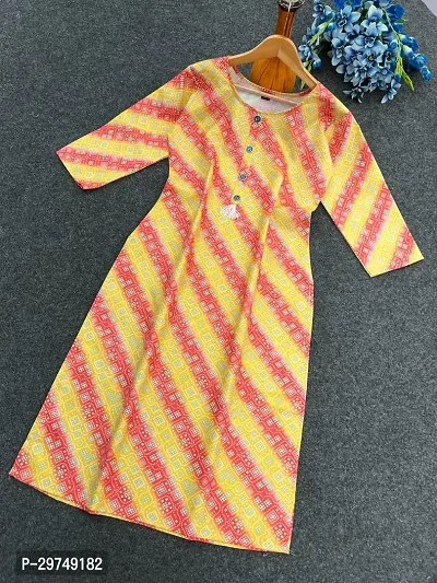 Stylish Multicoloured Cotton Slub Printed Kurta For Women