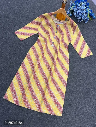 Stylish Multicoloured Cotton Slub Printed Kurta For Women-thumb0