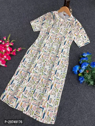 Stylish Multicoloured Cotton Slub Printed Kurta For Women